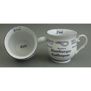 Buddel-Bini Hamburger Kaffeepott mit Seemannsknoten bauchig Hamburg Andenken Kaffeebecher