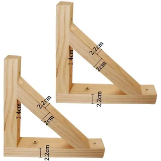 2 Stück Holz-Regalhalterung Holzkonsole Wand-Winkel Regalträger massivem Naturholz Dreieck Wandkonsole Schwebende,Trennwand Tablarträger Halterung für Regale in Küche,Bücherregal (28cm)