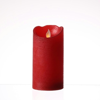 LED Kerze TWINKLE Echtwachs bewegliche Flamme H: 15cm Timer rot für Innen