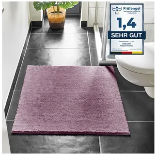 Andiamo Badematte Arezzo, Badvorleger, Badezimmer Teppich, Duschvorleger, Höhe 16 mm, rutschhemmend beschichtet, schnell trocknend, fußbodenheizungsgeeignet, Polyester, rechteckig, Uni Farben, weich & kuschelig, auch in rund & als 2er Set erhältlich lila rechteckig | 80 cm x 200 cm x 16 mm