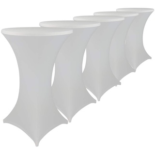 DILUMA Stehtischhussen Stretch Elastique Ø 80-85 cm Weiß 5er Set - elastische Premium Stretchhusse für gängige Bistrotische und Stehtische - dehnbarer Tischüberzug