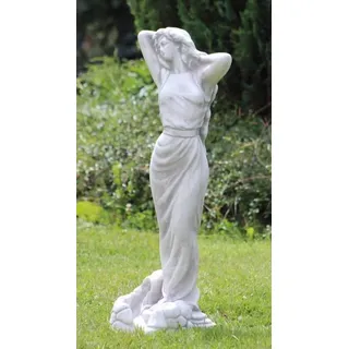 Casa Padrino Jugendstil Garten Deko Skulptur Dame Grau H. 70 cm - Elegante Garten Deko Stein Figur - Barock & Jugendstil Garten Deko Accessoires