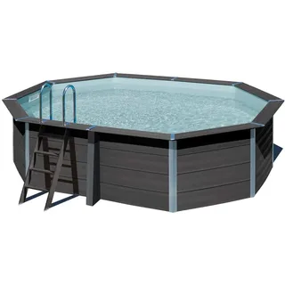 Composite Pool Oval Komplettset WPC Schwimmbecken winterfest Aufstellpool wählba