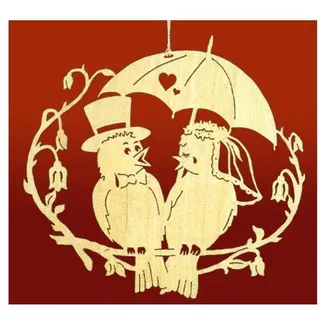 Taulin Erzgebirge Fensterbild Vogelhochzeit 24,5 x 23,5 cm