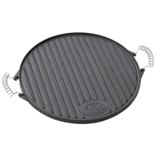 Outdoorchef Gusseisen Grillplatte 420 Grill-Wende-Platte Gasgrill Zubehör für Kugelgrill Grillpfanne doppelseitig verwendbar 33 cm Schwarz