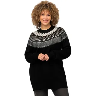 Ulla Popken Damen große Größen Übergrößen Plus Size Norweger-Pullover, Rundhals, Langarm, weicher Feinstrick - 46-48