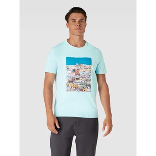 T-Shirt mit Motiv-Print, Helltuerkis, XL