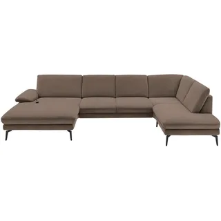Dieter Knoll Wohnlandschaft, Braun, Metall, 4-Sitzer, U-Form, 344x208 cm, Fußauswahl, Stoffauswahl, Sitzqualitäten, seitenverkehrt erhältlich, Hocker Rücken echt, individuell planbar, Wohnzimmer, Sofas & Couches, Wohnlandschaften, Wohnlandschaften in U-Form