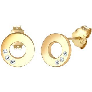 Elli Ohrringe Damen Ohrstecker Kreis Geo Elegant mit Diamant (0.06 ct.) in 585 Gelbgold