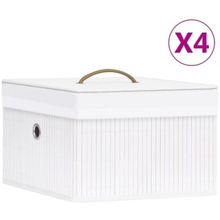 möbelando Faltbox 3003228 (4er-Set), aus Bambus, Gewebe in Weiß. Abmessungen (LxBxH) 31x31x20 cm weiß