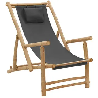 furnicato Klappstuhl Höhenverstellbarer Bambus-Liegestuhl 60x106x90 cm Dunkelgrau (1 St) grau