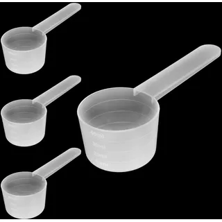 Messlöffel 4 Stück Dosierlöffel Transparent Mit Skala 10ml, 20ml,30ml, 40ml Messlöffel Gramm Dosierlöffel Transparent Scoop Waschmittel Dosierhilfe, Dosier-Löffel 40ml für Waschpulver Protein Pulver
