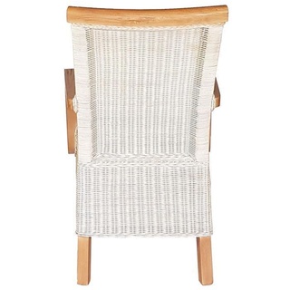 Soma Esszimmer-Stühle-Set mit Armlehnen 2 Stück Rattanstuhl weiß Perth mit/ohne Sitzkissen Leinen weiß (BxHxL) 57 x 97 x 57 cm ohne Sitzkissen
