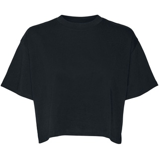Noisy May T-Shirt - NMALENA S/S O-NECK SEMI CROP TOP NOOS - XS bis XL - für Damen - Größe XS - schwarz - XS