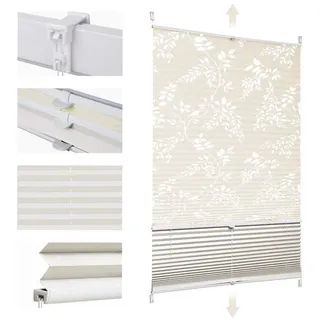 Sekey Plissee Doppelplissee Day+Night Verdunkelung ohne Bohren verspannt Lichtschutz, verdunkelnd, Klemmfix, ohne Bohren, Klemmfix, Lichtdurchlässig Ausbrenner-Muster und 100% Verdunkelnd Verdunkelung beige 70 cm x 130 cm