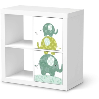 Kinder Möbeltattoo - passend für IKEA Kallax Regal 2 Türen Hoch I Hochwertige Baby-Zimmer Deko - Möbeldekoration für Kinder- und Babyzimmer I Design: Elephants