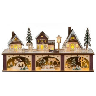 HGD Holz-Glas-Design Weihnachtsfigur Weihnachtsstadt Winterstadt (Stück, 1 St., Weihnachtsdeko, ohne Batterien), Weihnachtsdeko Batterie- und Netzbetrieb bunt