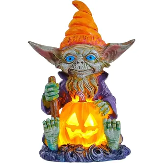 Halloween Kürbislaterne LED Wichtel Kürbisfigur Herbstdeko Garten Indoor