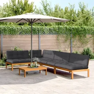 vidaXL 5-tlg. Garten-Sofagarnitur aus Paletten mit Kissen Akazienholz