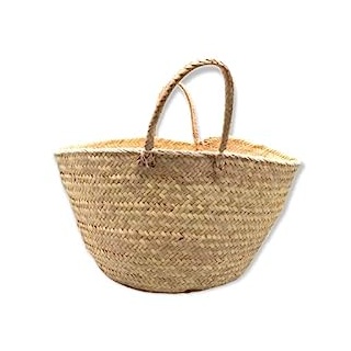Korbtasche - Einkaufstasche - Einkaufskorb - Strandtasche - Natürlich aus Palmenblätter - Handgefertigt - Größe L 60X27 CM - Aus Tunesien