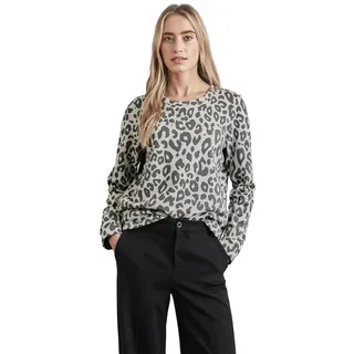 Street One Damen A303053 QR Crewneck Sweat W. AOP, Heather Grey Mel., 34 EU, Heather Grey Mel., 34 - 34