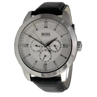 HUGO BOSS 1512892 Herrenuhr Uhr NEU Lederarmband Edelstahl Armbanduhr Schwarz