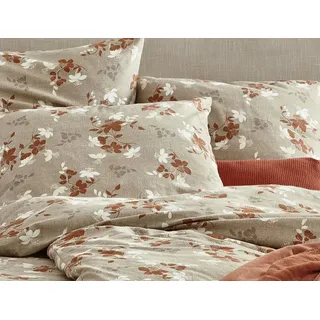 Irisette Bettwäsche Irisette Edelflanell Bettwäsche Alpaka 155x220 Blumen terra beige, Flanell, 2 teilig, für den Winter beige