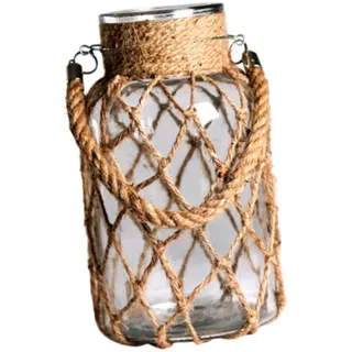 Sharplace Rustikale Hängevase aus Glas mit Seil, trockene Blumenvase aus Glas für Kaminsims, Kommode, Esszimmer, Couchtisch, L