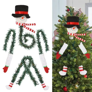 Grinch Dekor für Weihnachtsbaum,lustiger Weihnachtsbaumschmuck,Weihnachten Grinch Körper Ornament,Grinchs Elfenkopf/Arm/Bein für Weihnachtsbaumstola Elf gefülltes Bein Stecken Baumspitze Ornamente