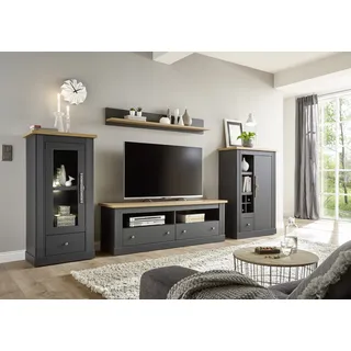 OTTO home Wohnwand Westminster S, (Set, 4-St., Vitrine, Lowboard, Kommode, Wandregal), im romantischen Landhausstil grau
