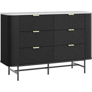 [en.casa] Olvehok 120 x 40 x 81 cm Schwarz/Marmoroptik