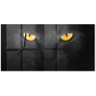 WANDUHR aus Glas 60x30 cm - Katze