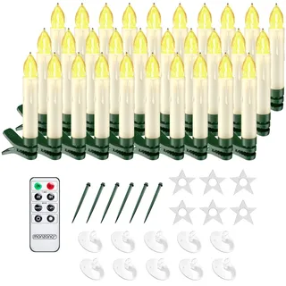 monzana Baumkerzen LED 30er Set Kabellos 1,5 m Weiß