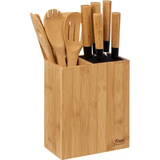 5five simply smart Küchen-Organizer mit Zubehör 11-tlg., Messerblock mit 5 Messern, Bambus, Stahl, 189690