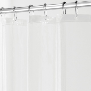 iDesign Duschvorhang aus Stoff, schimmelresistenter Badewannenvorhang aus Polyester in der Größe 180,0 cm x 200,0 cm, wasserdichter Vorhang mit 12 Ösen, durchsichtig