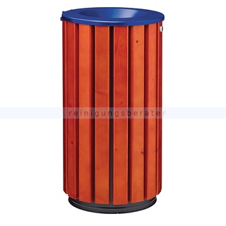 ZENO ACCESS Abfallbehälter Rossignol 80L Holz ultramarinblau mit Trichterabdeckung