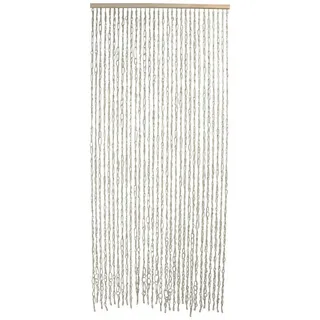 Dekoleidenschaft Türvorhang "Cotton" 90x200 cm, Balkontür Insektenschutz Vorhang, Fliegenvorhang, aus Baumwolle, Fadenvorhang, Insektenvorhang, Fliegenschutz beige