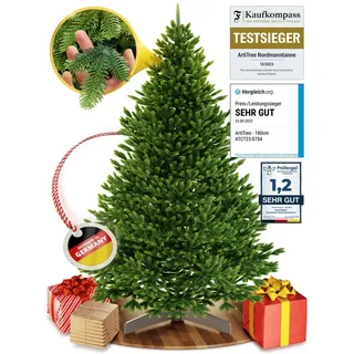ArtiTree Künstlicher Weihnachtsbaum Nordfichte 100% PE Spritzguss, ohne Beleuchtung, 100-270 cm, wie echt, Kein nadeln, Christbaum, Aufbewahrungstasche, langlebig grün 180 cm