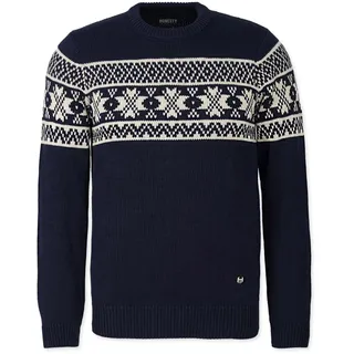 Honesty Rules Norweger Pullover Herren, bequemer Strickpullover im Regular Fit für Männer, Crew Neck aus 100% Bio-Baumwolle, Langarm-Strick mit Rundhalsausschnitt - M
