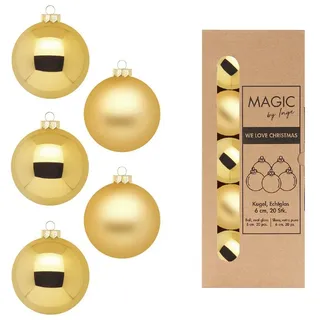 inges magic & goodz Weihnachtskugeln Glas 6cm x 20 Stück in Kartonbox Christbaumkugeln Set Inkagold