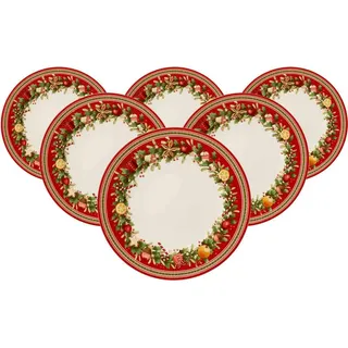 Villeroy & Boch Winter Bakery Delight Speiseteller 27,4 cm Rot/Weiß/Mehrfarbig 6er Set