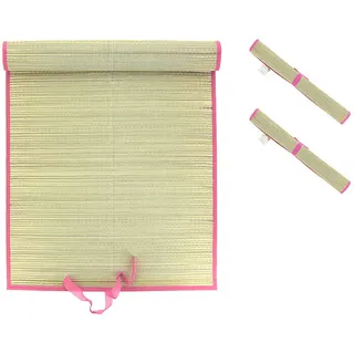 Mojawo 2er Set XL Stranddecke Strandmatte Bastmatte Strohmatte Picknickdecke Matte Decke Strand Liegedecke pink L180xB60cm