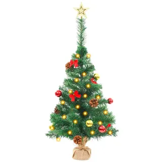 vidaXL Künstlicher Weihnachtsbaum mit Kugeln und LEDs Grün 64 cm