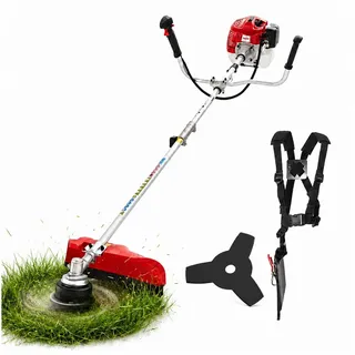 Hecht Freischneider Benzin 152 BTS | 25,5 cm 3-Zahn-Messer | 43 cm Fadenspulenkopf | 2-Takt Motor mit 52 cm3 | Rucksacktragegurt | HECHT