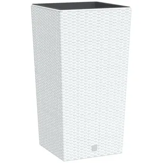 vidaXL Pflanzkübel mit herausnehmbaren Einsatz Weiß 21/49 L PP-Rattan