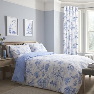 Dreams & Drapes Design – Orientalischer Garten – pflegeleichtes Bettbezug-Set – Kingsize-Bett-Größe in Blau