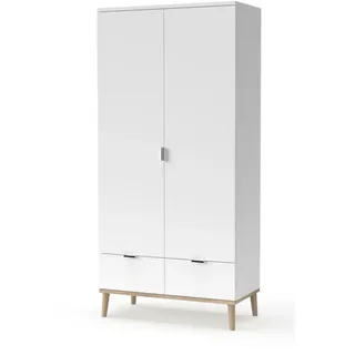 furn.design Kleiderschrank Lundby 90 x 180 x 55 cm Weiß/Eiche