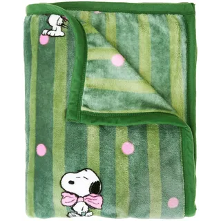BUTLERS Kuscheldecke - Peanuts - Snoopy Motive | Farbe Grün - 130x170 cm - Wohndecke für Wohnzimmer & Schlafzimmer - Tagesdecke für Komfort