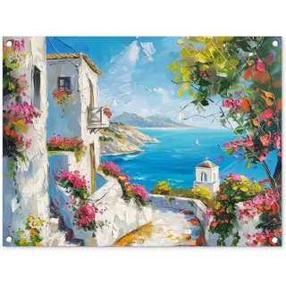 MuchoWow© Gartenposter Outdoor Bilder Gartendeko für draußen Wetterfest | 80x60 cm - Garten Deko Banner Draußen Gartendekoration Bild Landschaft - Blumen - Natur - Sommer