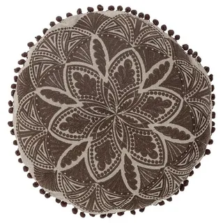 Bloomingville Dekokissen Cizzy, mit Quasten, aus Baumwolle, 40 cm Durchmesser, rund braun